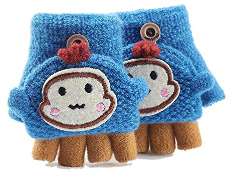 Kinder Fingerless Flap Cover Handschuhe Unisex Cabrio Flip Top Handschuhe Gestrickt Warme Fäustlinge Baby Cute Cartoon Handschuhe für Alter 1-3