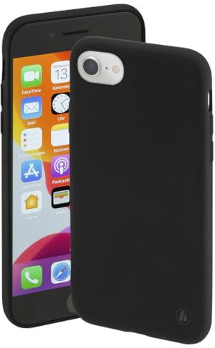 Hama Hülle für iPhone SE 2022, iPhone SE 2020, iPhone 6/6s/7/8 (Handyhülle schützt vor Stößen und Kratzern, seidig Mattes Case mit weichem Innenfutter) schwarz