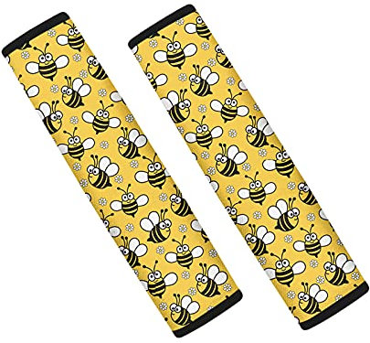 Showudesigns Gurtpolster mit Bienen-Blumenmuster, Gelb, Schulterpolster für Erwachsene und Kinder, universelle Passform/Gurtbezug, schützt Hals und Schulter