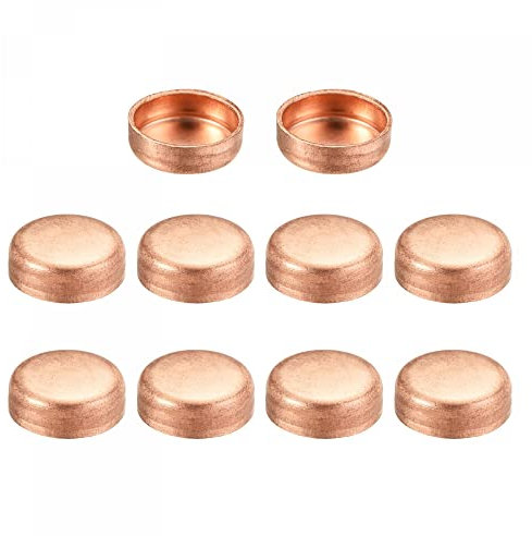 sourcing map Copper End Cap Pipe Fitting Sweat Plug Connection 12.7mm(1/2) ID for Water Pipe Plumbing, Pack of 10