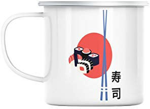 Enamel Metal Mug 284ml Sushi Cooking Fish Japan Asia Culture