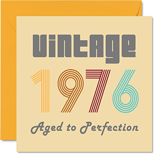 Geburtstagskarten zum 48. Geburtstag für Männer und Frauen – Vintage 1976 Aged To Perfection – 48 Geburtstagskarten Lustig für Sie und Ihn 145 mm x 145 mm Glückwunschkarten