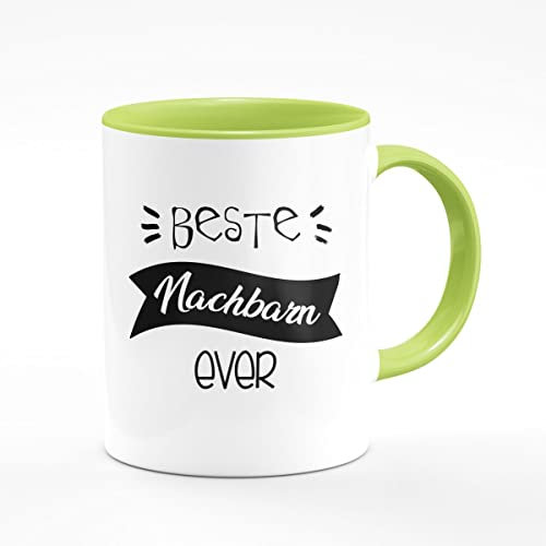 Tasse Beste Nachbarn ever Nachbarschaft Quartier Kiez Kaffeebecher für Freundinnen Freunde Nachbarin Becher Kaffeetasse mit Spruch Zitat Lustige Tasse GZM-Shop