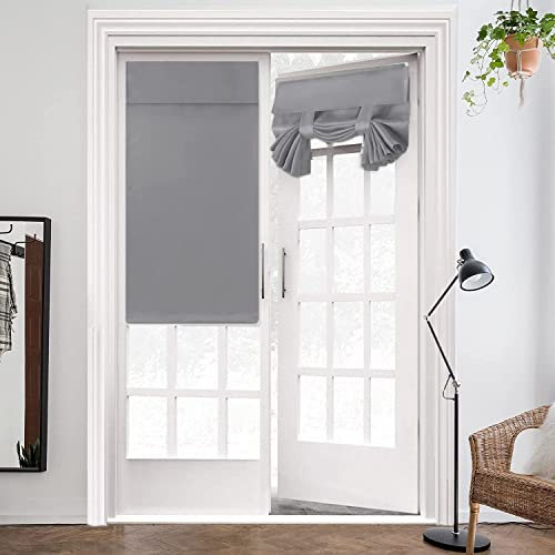 ZHhan Cortinas de Puerta Francesa, con Aislamiento térmico, Cortinas Opacas de privacidad para Puerta de Cristal, Oficina en casa, fácil de Instalar, 66 x 102 cm, Gris Claro, 1 Panel