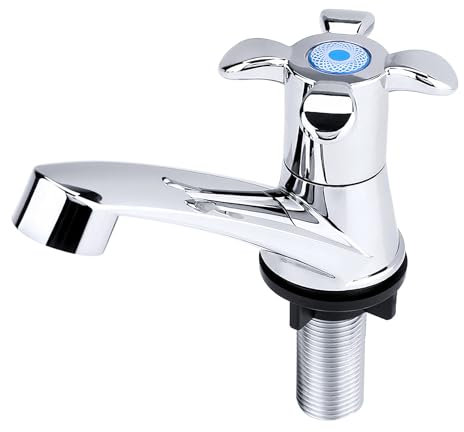 Robinet Cuisine, G1/2 plastique ABS simple robinet d'eau froide pour lavabo, lave-mains, évier (Blossom G1/2)