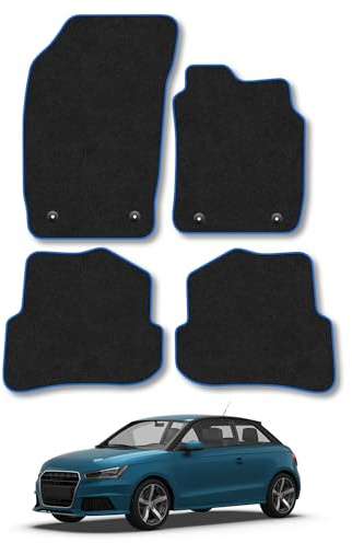 Audi A1 (2010-2018) Carpet Car Mats | Blue Edge Trim Tailored Fit Floor Mats Full Coverage Protection Accessories Easy Clean Anti Slip Made in the UK