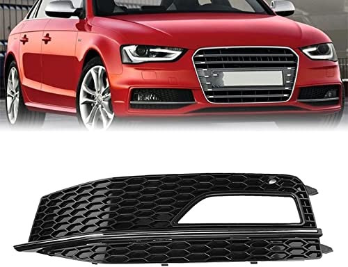 NOZADO ABS Schwarz Stoßstange Gitter Abdeckung Blende for Audi A4 B8 S4 Sline Facelift 2013 2014 2015 Nebelscheinwerfer Frontstoßstangen Grill Stoßfängergitter Lampenabdeckung (Size : Black chrome le