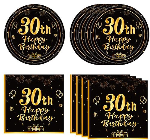 40PCS 30th Birthday Party Decoration 30 Birthday Party Decoration for Her Vintage 1995 Disposable Paper Plates and Napkins Party Supplies for Men Women