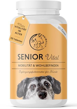 Senior Vitality dog joint supplements for senior dogs 120 Tablets, MSM, Ginger, Frankincense, and Spirulina – Mobility and Wellbeing, Hip & Joint Care for dogs, Old Dogs Supplements