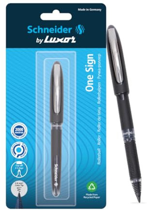 Luxor Schneider One Sign Tintenroller, 1,0 mm, 2000 m Schreiblänge, wasserfeste Tinte, gleichmäßiger Tintenfluss, ideal für Profis und Bürobedarf, Schwarz