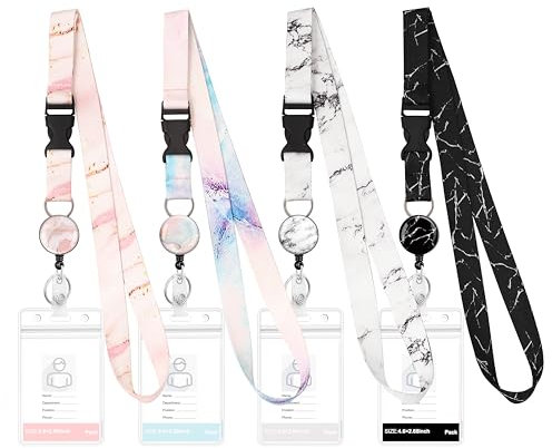Abnehmbare Schlüsselbänder für Kreuzfahrtschiffkarten, niedliche Kreuzfahrt-Schlüsselbänder mit einziehbarer Ausweisrolle und wasserdichtem Ausweishalter, 4 Stück
