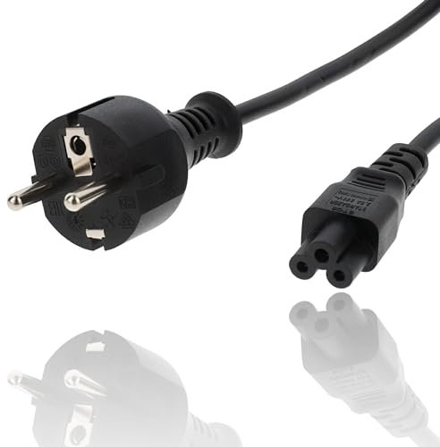 1pcs Power Cable Netzkabel Stromkabel 1.8m 3 pin polig Geeignet für Dell HP Lenovo Asus Acer Laptop Ladegerät TV Drucker Projektor Display mit Schutzkontakt Ladekabel Kleeblattstecker