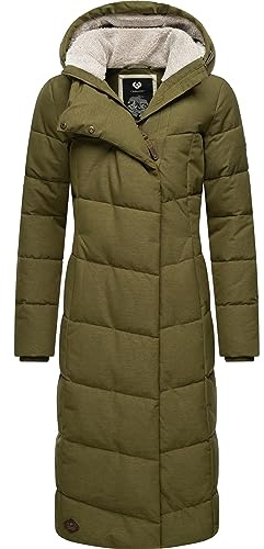 Ragwear Damen Winter-Steppmantel Pavla Long wasserdicht und atmungsaktiv | Länge: wadenlang | Wärmegrad 3 von 3 – warm gefüttert | wasserdicht, winddicht und atmungsaktiv | gefütterte Kapuze