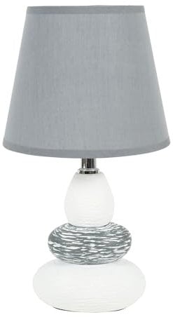 Ostaria LAMPE GALET CÉRAMIQUE TEXTURÉE BLANC GRIS