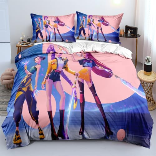 Shaari Anime Bettwäsche Set 135x200,Mira Zoey Jinu Tiger Saja Microfaser Einzelbett Bettwäsche-Sets 1 Kissenbezüge 80x80
