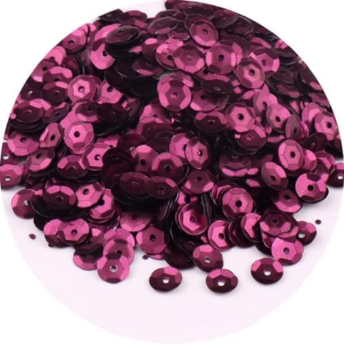 Whakano 1 Pack Pailletten zum basteln,Pailletten 6mm,Lose Pailletten,Handwerk Pailletten Spangles,für DIY Herstellung,Kleidung,Basteln Kunsthandwerk,Nähen,Hochzeitsdekor,ca.1000 pro Paket,Dunkelrot