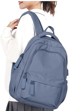 WEPLAN Rucksack Damen Schule Casual Schulrucksack Mädchen Teenager Schultasche College Rucksack für Reisen Arbeit mit USB-Ladeanschluss School Backpack 14 Zoll Laptop Wasserdicht,Blau Lila