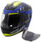 Motorcycle Full Face Crash Helmet Motorbike Scooter Free Smoked Visor Axor Rage Python Blue Yellow Black Matt (Large)