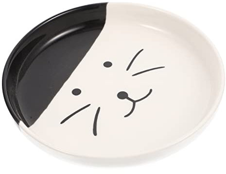 FRCOLOR Large Capacity Ceramic Cat Bowl Raised Slow Feeder for Kitten Pet Food Plate Easy Smooth Surface