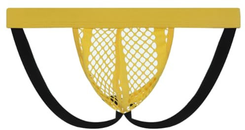 Jockstrap for Mens Thong G String Sexy T-Back Butt-Flaunting S-XL(yellow,S)