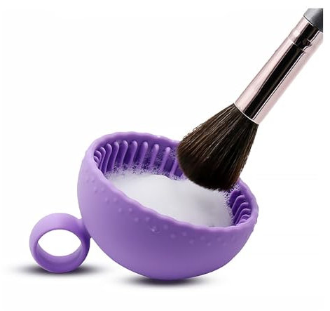 TUCANA Silicone Makeup Brush Cleaner, Brush Scrubber Bowl, Portable Washing Tool Cosmetic Brush Cleaner, Light Purple