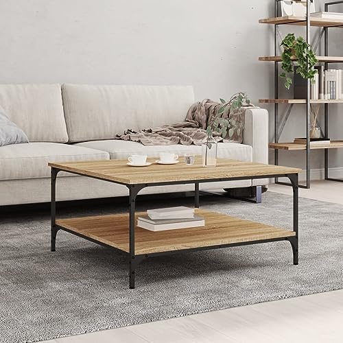 WEMYUFURN Couchtisch Sonoma-Eiche 80x80x40 cm Holzwerkstoff, Couchtisch, Wohnzimmertisch, Beistelltisch - für Wohnzimmer und Büro - Mittelpunkt für Ihr Zuhause