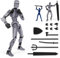 Starnearby Titan 13 Action Figure, T13 Action Figure 20cm Assembly Completed Dummy 13 3D Printed Body Movable Lucky 13 Action Figure 6 Weapons Set 3 Hands Sets Present for Kids Adults (20CM Silver)