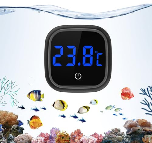 Ankilo Aquarium Thermometer, Aquarienthermometer Digital mit Touch Screen,LED Kabelloses Temperaturmessgerät, Marine Thermometer,Digitales Wasser Thermometer für Süßwasser Meerwasser Reptilien Schwarz