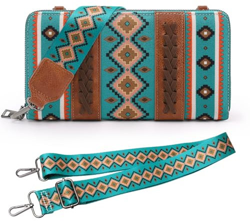 Lonya Geldbörse Damen Groß Viele Fächer Langformat Portemonnaie Reißverschluss Handy Crossbag Tasche