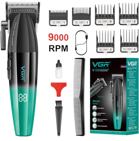 Vgr 003 Fresh Fade Haarschneidemaschine Professionelle Haarschneidemaschine Schnur/Kabellos Wiederaufladbare Haarschneidewerkzeuge mit LED-Anzeige, Geschenk für Männer