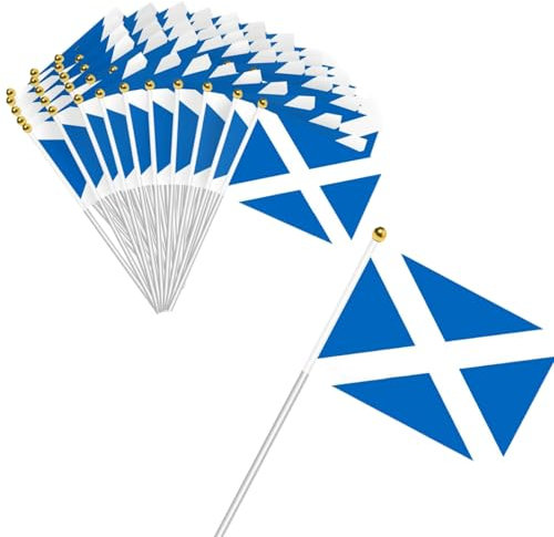 50 Petit Drapeau Écosse Mini Drapeau Écossaise avec Baton Tenus à Manivelle Fanions Coupe du Monde Parade Pour Fête Défilés Matchs de Football Evénement Sportif Jardin Décoration