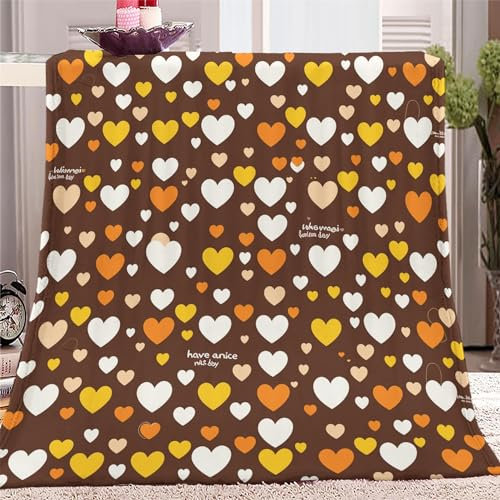 Weiche Kuscheldecke, Flauschige Flanell Warmes Wohndecke 130x150cm, Polka-Dot-Herzmuster Sofadecke Waschbar Tagesdecke, Farbe Flauschdecke Für Kinder Jungen Erwachsene