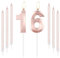 mciskin Rose Gold 16 Birthday Candles-Number 16 Candle for Cake with Long Thin Candles Set, Rose Gold Cake Topper for Girl 16th Birthday Decorations Supplies16th Wedding Anniversary Decorations