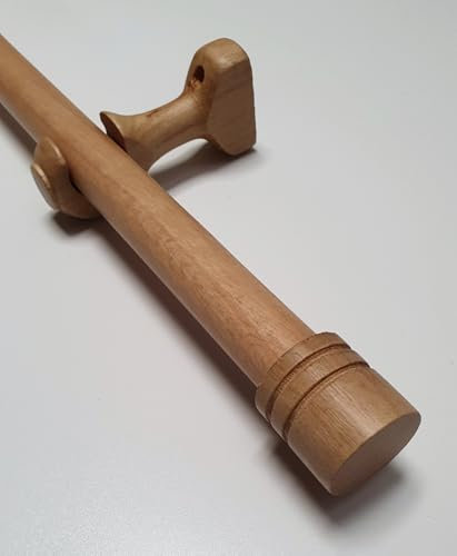 MadeInNature Gardinenstange aus Holz, Durchmesser 28 mm, komplettes Gardinenstangen-Set mit Endkappen und Halterungen, Länge und Farben wählbar (Natur, Endstück Endstück, Länge 1,30 m)