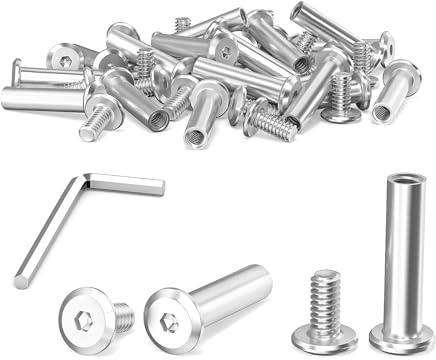 Lot de 40 vis de connexion M4 x 20 mm, en acier inoxydable A2 V2A, vis de meubles, connecteur d'armoire avec clé hexagonale, pour armoires, planches en bois