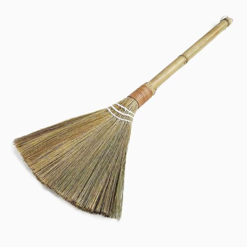 STGBCST 1Stücke Reisstrohbesen Mini Reisstrohbesen Gartenbesen Handgemachte Natürliche Bambus Besen Vietnamesischer Strohbesen Staubbürste Reinigungsmittel für Wohnmöbel Auto (groß)