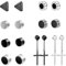 8 Paare Edelstahl Magnetische Ohrstecker Silber Schwarz Ohrstecker Set Kreis/Dreieck/Kreuz Magnet Ohrringe Magnetische Ohrringe Set Für Männer Herren Jungs