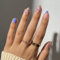 SXVME French Tip False Nails Short Almond, Baby Blue Press on Nails Natural Nude Fake Nails Cute Blueberry Full Cover Glossy Acrylic Nails for Women Daily Wear 24 Pcs
