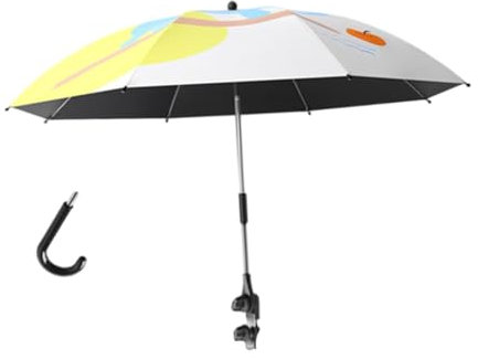 Folpus Klemmschirm Strandschirm 360 Grad Kinderwagen Sonnenschirm Babyschirm für Rollstühle Outdoor Kinderwagen Kinderwagen Golf, Weiß