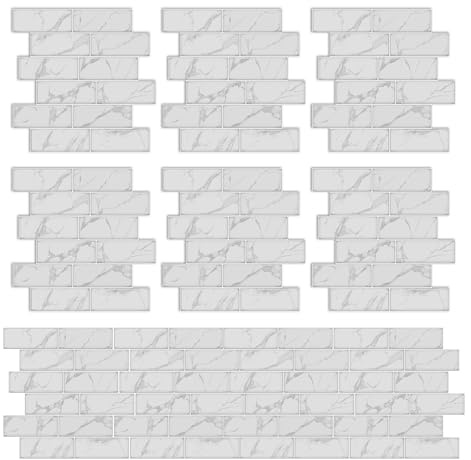 KiKiHong 10 Pezzi Adesivi per Piastrelle 3D Autoadesivi Bianchi, Resistente al Calore e all'Umidità, Piastrelle Autoadesive per Pareti, Adesivi per Piastrelle per Bagno e Cucina 30x30 cm