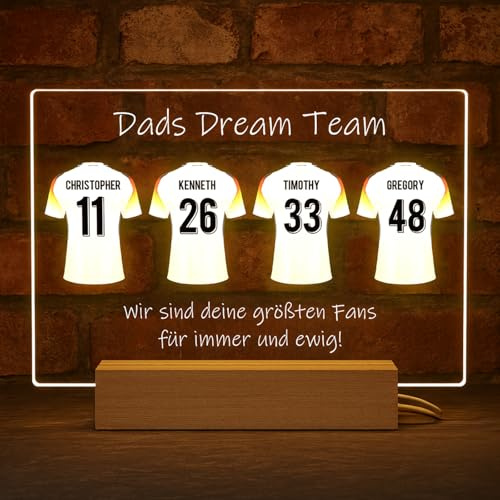 iDIY Personalisierte Papa Geschenke - Vatertagsgeschenk - Fußballteam LED-Rahmen mit Namen & Nummern - Geschenkidee für Papa Familie Fußballfans - Papas Traumteam
