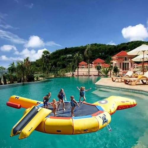 Trampoline d'eau gonflable avec toboggan et corde échelle pour lacs et piscines – 3 pieds, convient pour adultes