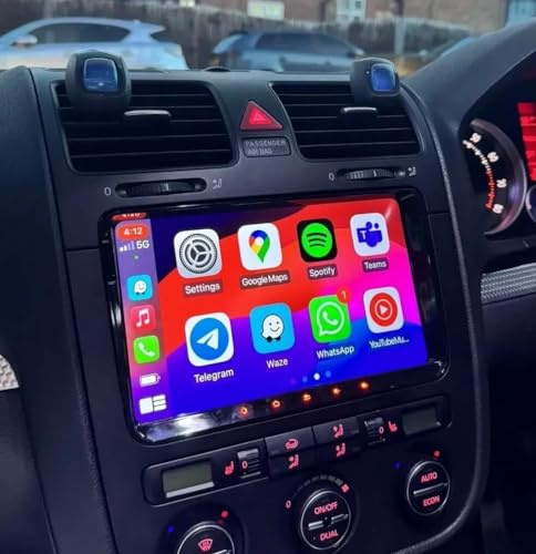 Android 15 Car Stereo Radio with Wireless Apple Carplay Screen and Android Auto, fits for Volkswagen, Fits for Seat, Fits for Skoda, 2gb Ram 64gb Storage, 9 Inch Touchscreen Double Din Head Unit