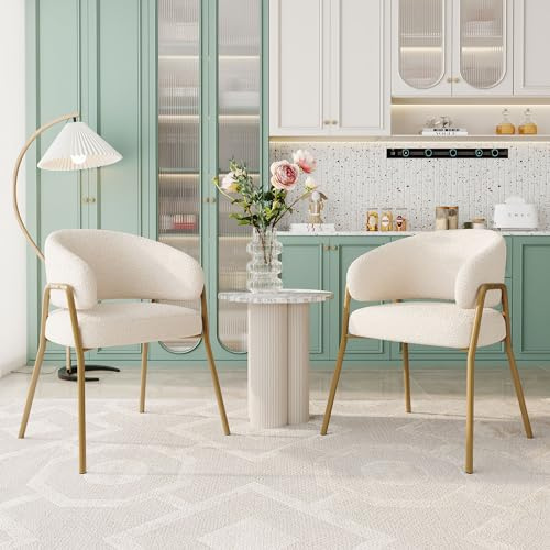 Goldicoo Lot de 2 chaises de salle à manger en velours d'agneau avec pieds dorés, modernes, rembourrées avec mousse haute densité, 49 x 48 x 78 cm, motif perforé décoratif