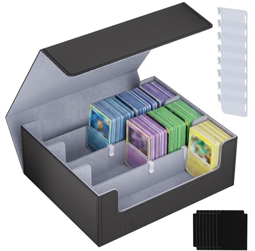 Card Deck Box, Trading Card Storage Box for 2400 Cards,Leather Card Holders | Magnetic Closure Card Holder with 3 Rows and 8 Dividers for Yugioh, MTG, TCG, PKM, Car Cards, Sport Cards Playing Card