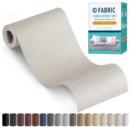Flicken Selbstklebend Stoff, Stoff Reparatur Patches Selbstklebend | 10x200cm Leinenstoff Textilklebeband Reparaturflicken für Sofas, Autositze, Kleidung, Kissen Burberry Beige Grau
