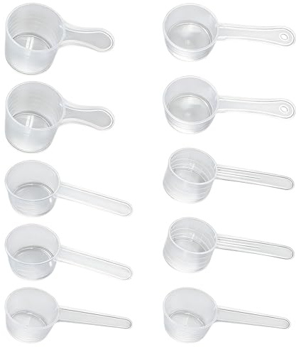 ZZHBOO 10 Cucchiai Dosatori, Set da Misurazione per 5g 10g 15g 20g 25g, Per Latte in Polvere e Cucina Creativa, Trasparente