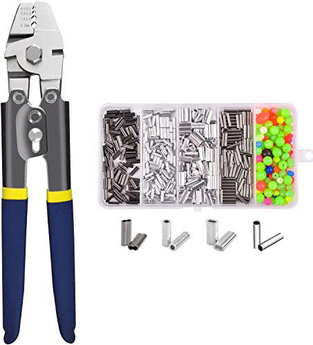 Shaddock Fishing Wire Leader Rope Hand Crimping Pliers Tools Set for Copper and Aluminum Oval Sleeves and Stop Sleeves From 0.1mm to 2.2mm (Stainless Steel Crimping Pliers Set)