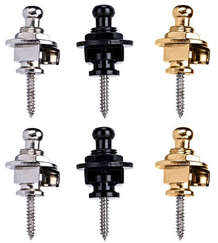 Guitar Strap Locks Set 6 Pack Strap Lock Set Buttons Security Quick Release Straplocks Strap Parts for Acoustic, Ukulele, Martin, Banjo, Electric and Bass Guitars Strong Straps Locks Snug