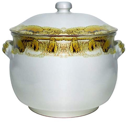 Benegiamo Pentola bombata in Terracotta Diametro 24cm H20cm Avorio Striato